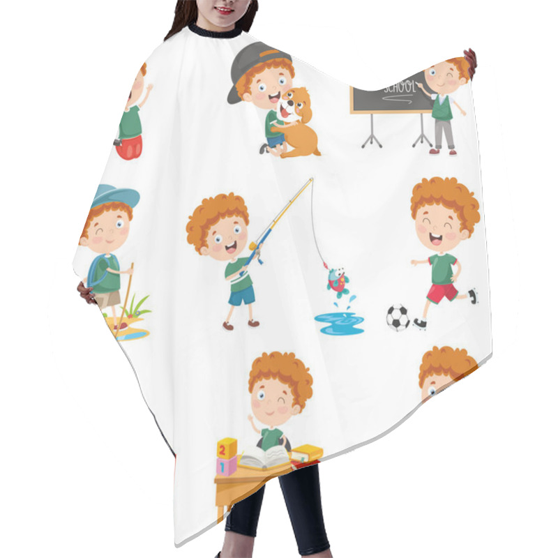 Personality  Vector Illustration Of Cartoon Character Hair Cutting Cape