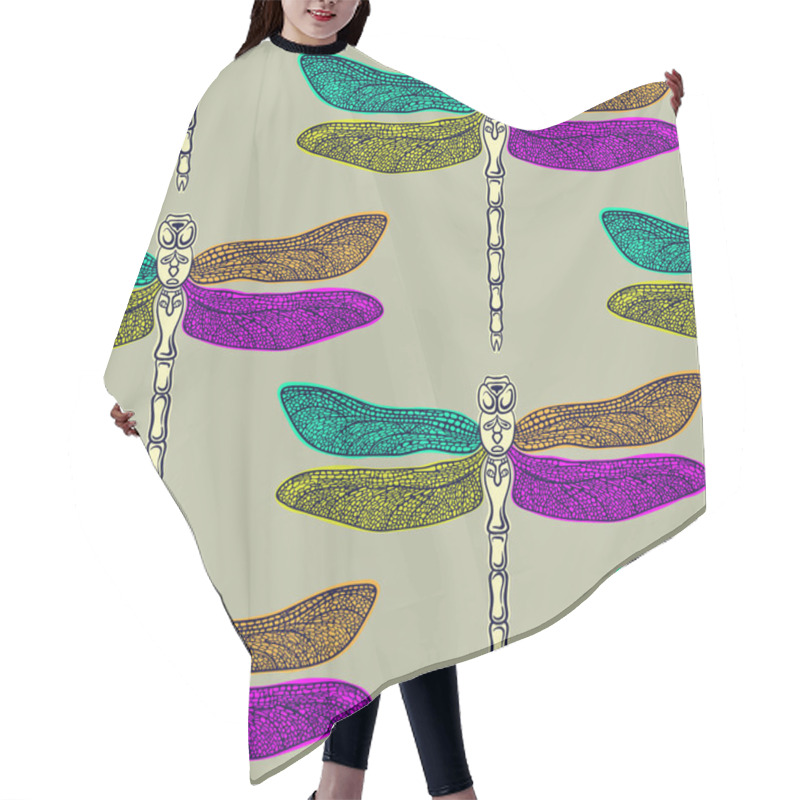 Personality  Dragonfly Seamless Pattern Hair Cutting Cape