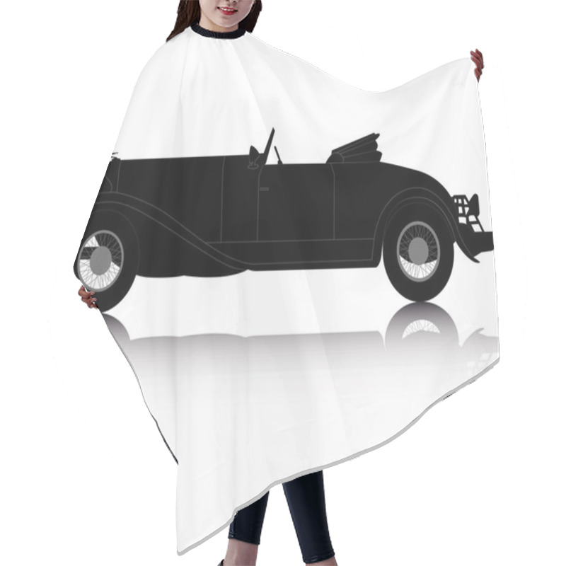 Personality  Black Silhouette Of An Old Convertible Hair Cutting Cape