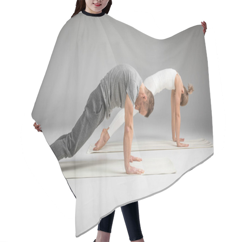 Personality  Couple Practicing Yoga Hair Cutting Cape