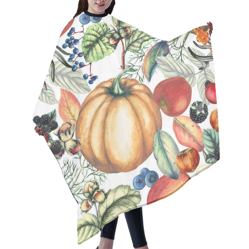 Personality  Seamless Botanical Pattern Of Hand Drawn Harvest,Food Pattern, Autumn Pattern Hair Cutting Cape