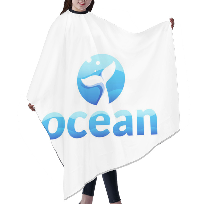 Personality  Ocean - Letter O Logo With Whale Tail In The Sea Concept Hair Cutting Cape