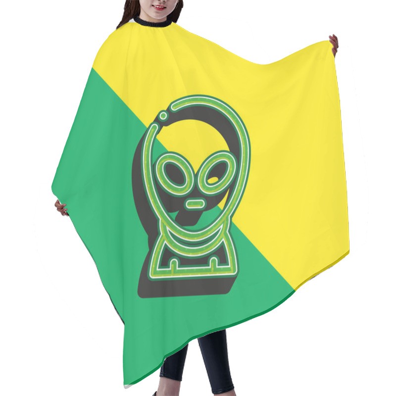 Personality  Alien Green And Yellow Modern 3d Vector Icon Logo Hair Cutting Cape