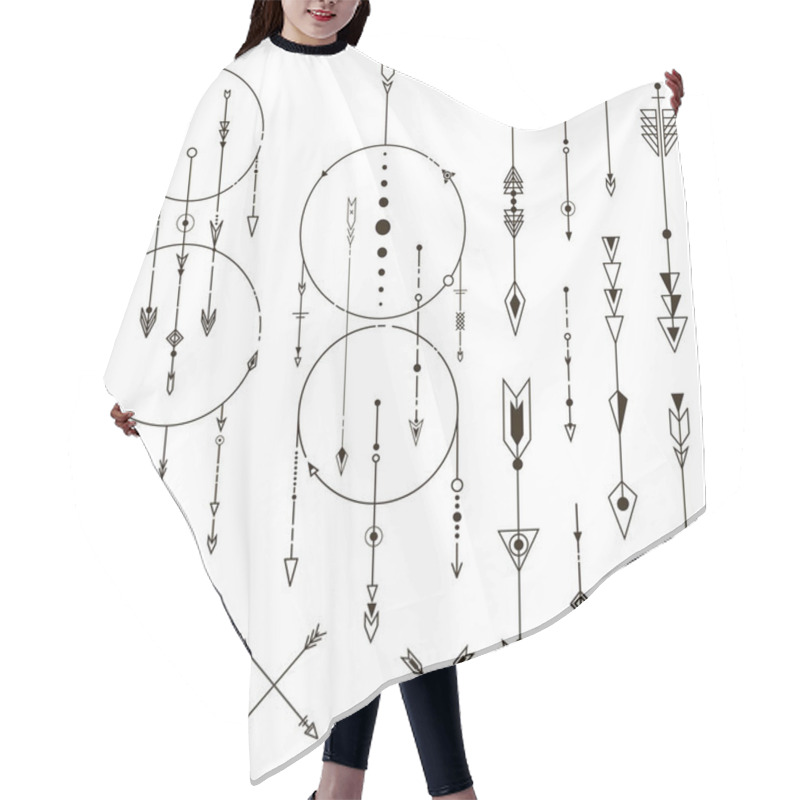 Personality  Decorative Arrows. Geometric Design Elements. Hair Cutting Cape