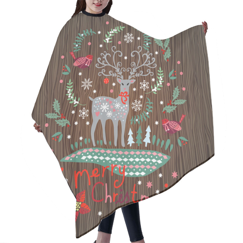 Personality  Card With Christmas Reindeer Hair Cutting Cape