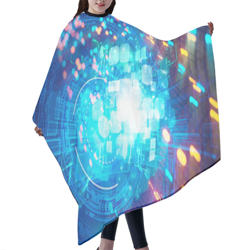 Personality  Cyberspace With Lighting Data Flowing, Tunnel Vision Hair Cutting Cape