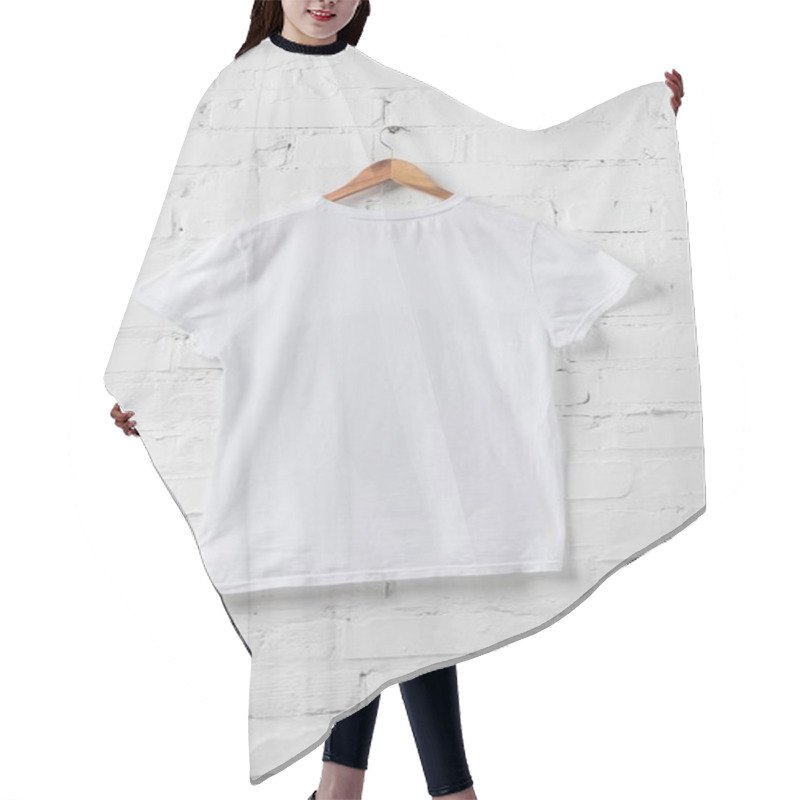 Personality  One White Shirt On Hanger On White Wall Hair Cutting Cape