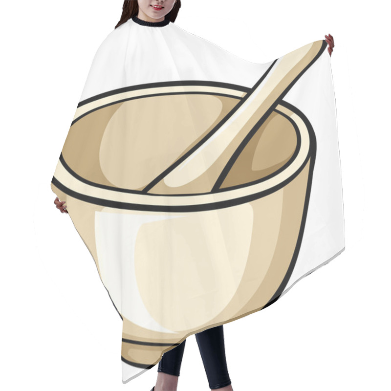 Personality  Mortar With Bowl And Spoon Hair Cutting Cape