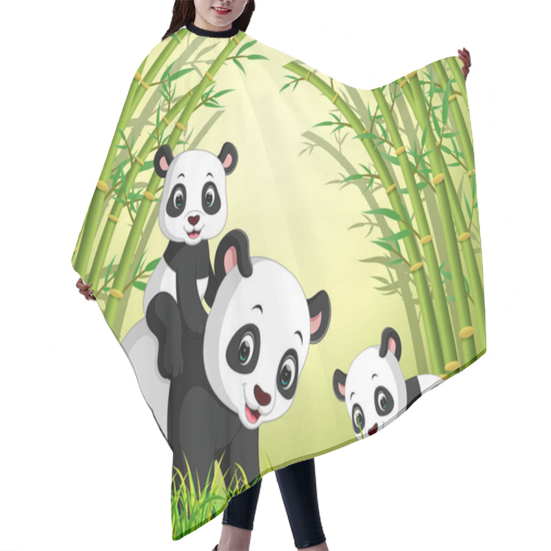 Personality  Two Cute Panda In A Bamboo Forest Hair Cutting Cape