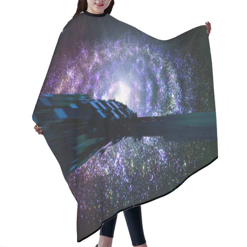 Personality  Alien Spaceship Flying In Amazing Planetary Nebula Galaxy Hair Cutting Cape