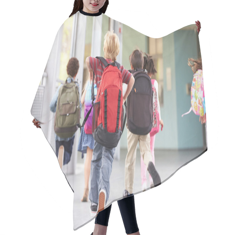 Personality  Group Of Kids Running At School Hair Cutting Cape