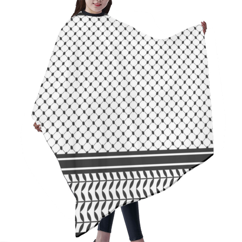 Personality  Black And White Checkered Pattern Keffiyeh Palestine Scarf Design Hair Cutting Cape