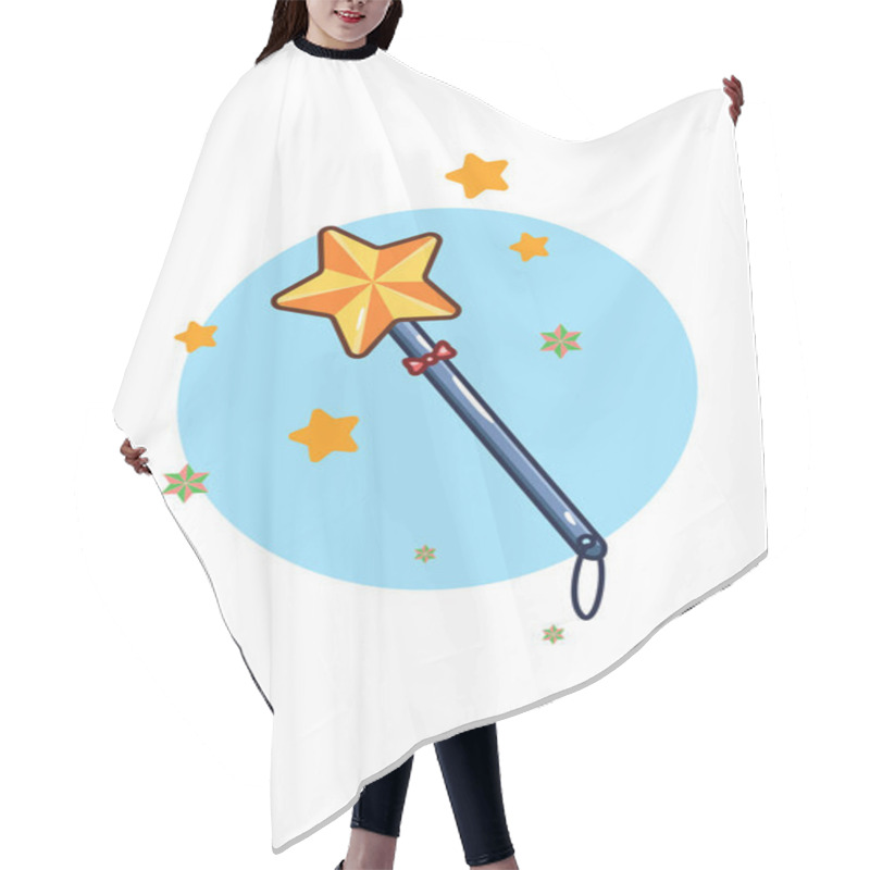 Personality  Star Magic Wand Vector Icon Cartoon Illustration Hair Cutting Cape