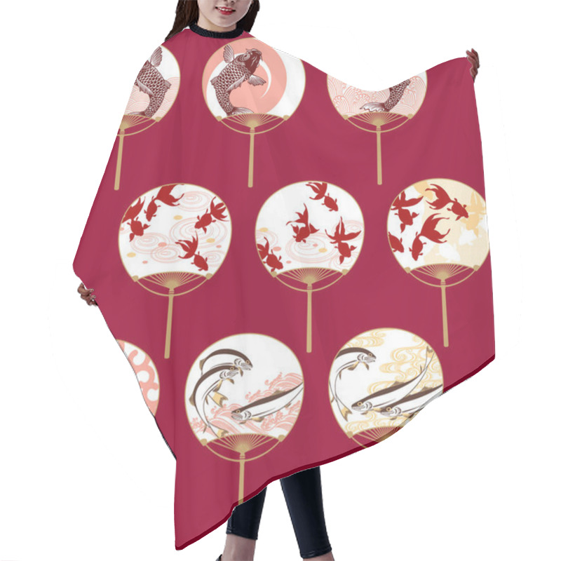 Personality  A Round Fan Is A Japanese Hand-powered Ventilation Tool., Hair Cutting Cape