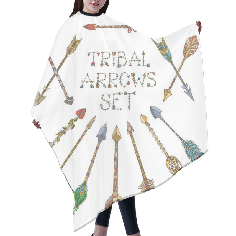 Personality  Vector Tribal Arrows Set. Hair Cutting Cape