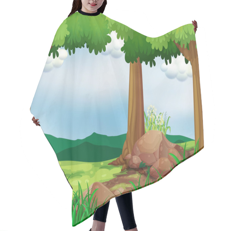 Personality  A Green Forest With Rocks Hair Cutting Cape