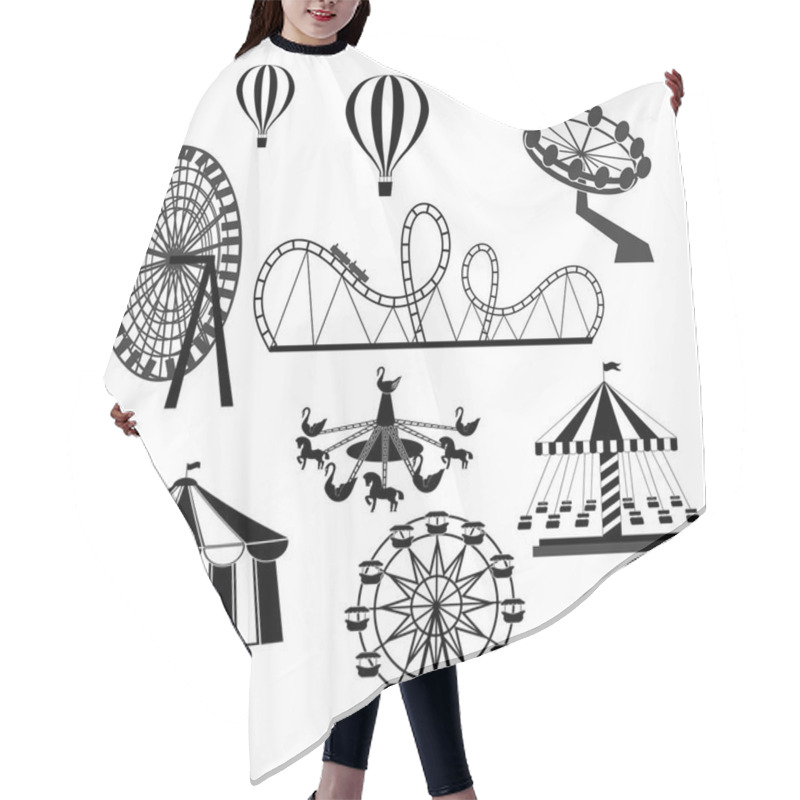 Personality  Icons Of Different Attractions In Amusement Park Hair Cutting Cape