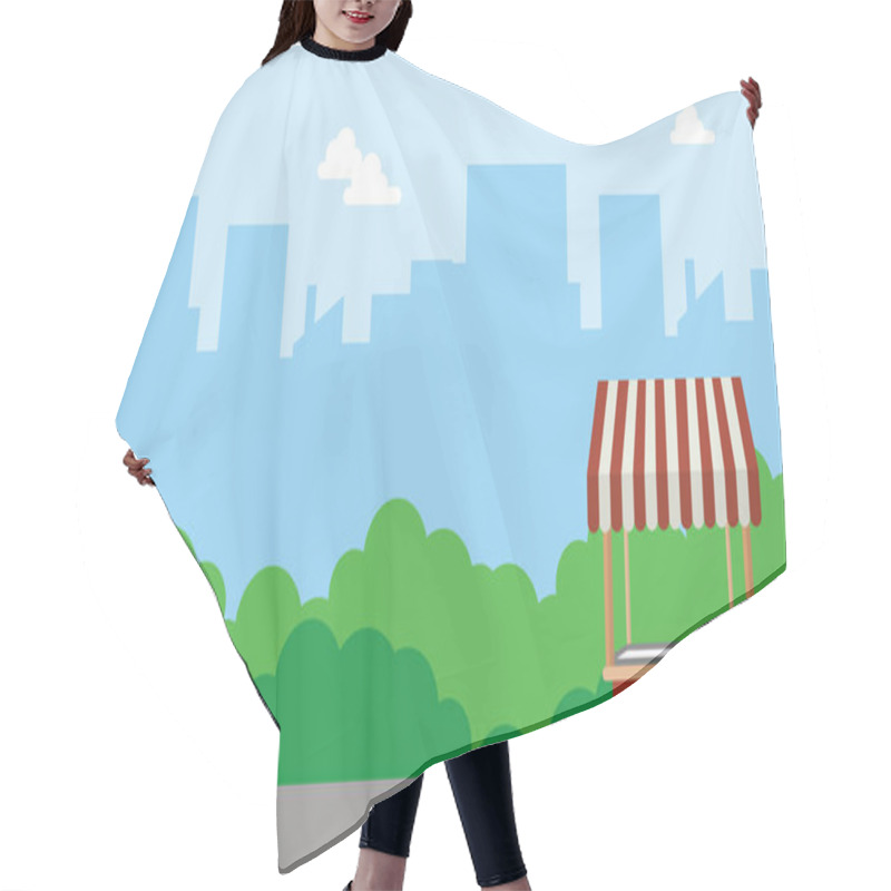 Personality  Background Landscape Of Street Stall Hair Cutting Cape