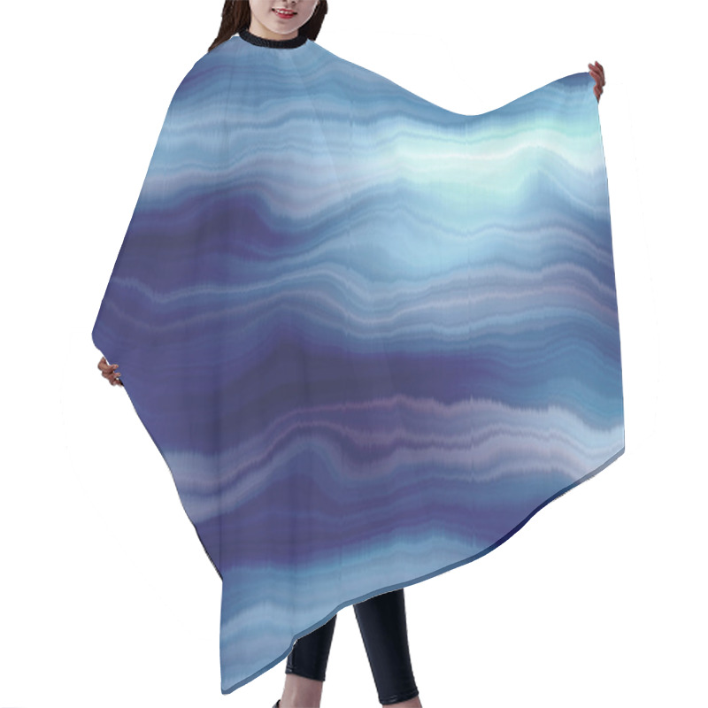 Personality  Blurry Silk Dark Moody Tie Dye Texture Background. Wavy Irregular Bleeding Wave Seamless Pattern. Athmospheric Ombre Distorted Watercolor Effect. Space Dyed All Over Print Hair Cutting Cape