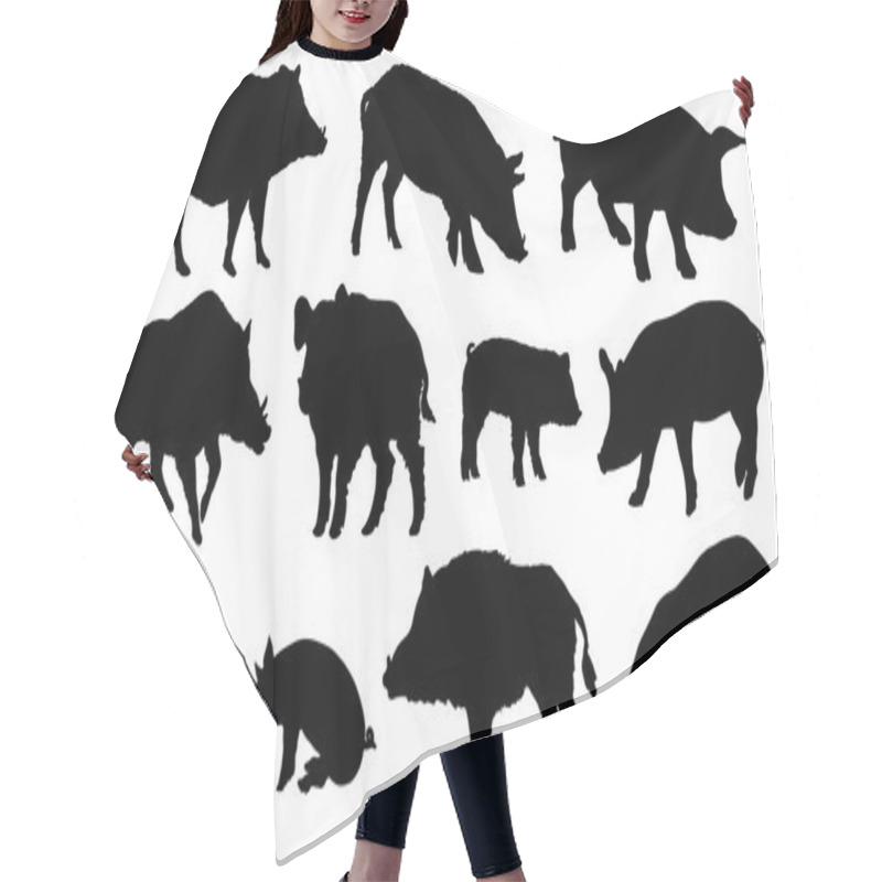 Personality  Pig Silhouettes Hair Cutting Cape