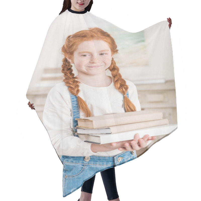 Personality  Little Girl With Books  Hair Cutting Cape