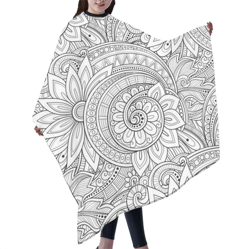 Personality  Seamless Monochrome Floral Pattern Hair Cutting Cape