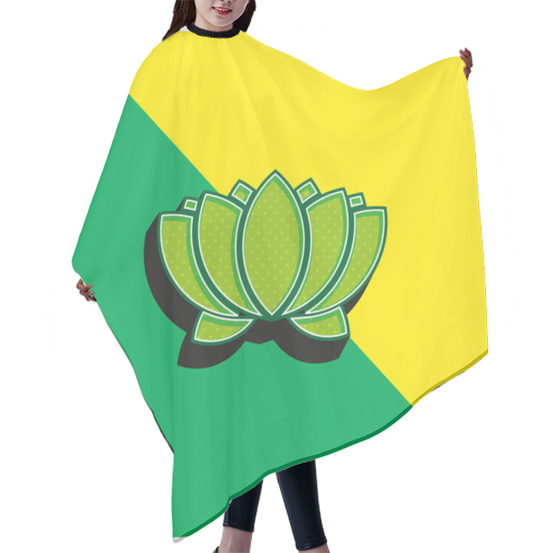 Personality  Aquatic Flower Green And Yellow Modern 3d Vector Icon Logo Hair Cutting Cape