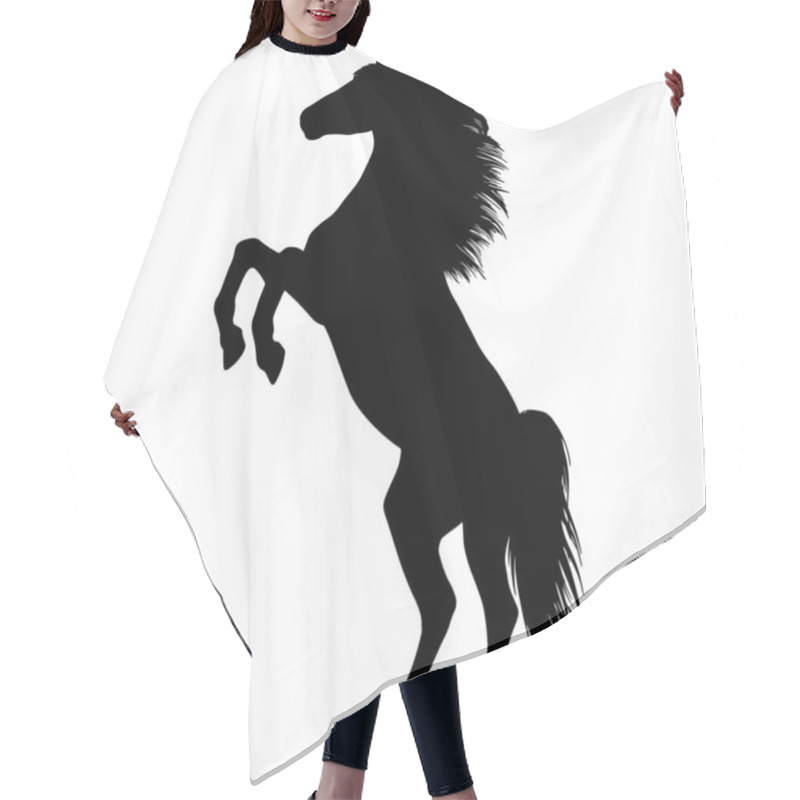 Personality  Drawing The Black Silhouette Of Standing Horse On A White Background Hair Cutting Cape