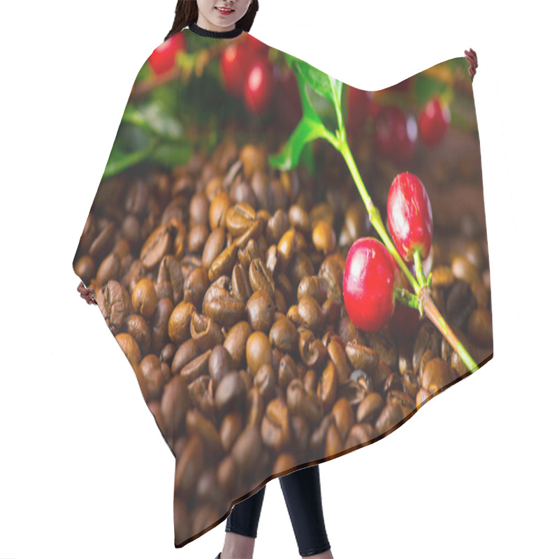 Personality  Close View Of Coffee Beans And Coffee Plant Hair Cutting Cape