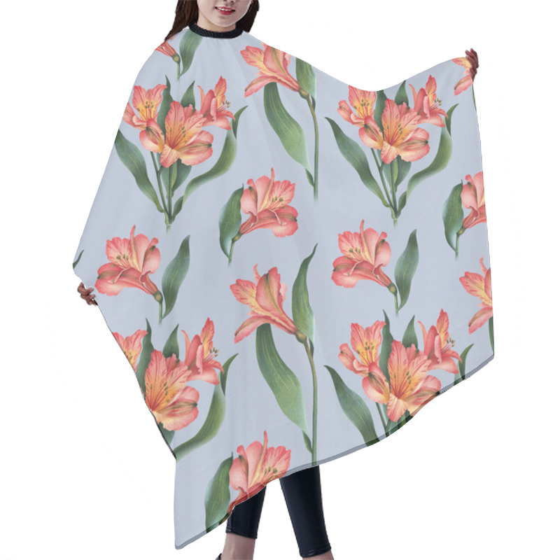 Personality  Red Lily Flowers Pattern Hair Cutting Cape