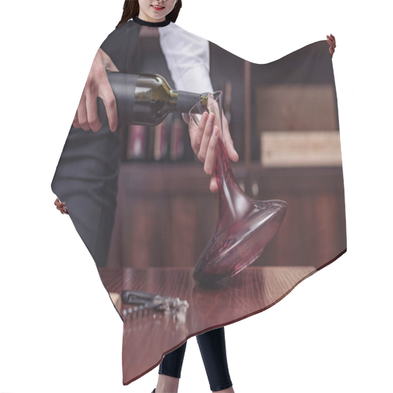 Personality  Sommelier Pouring Red Wine Hair Cutting Cape