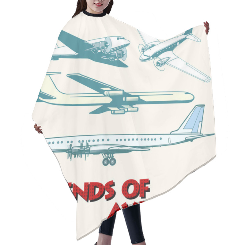 Personality  Set Of Abstract Retro Planes Hair Cutting Cape