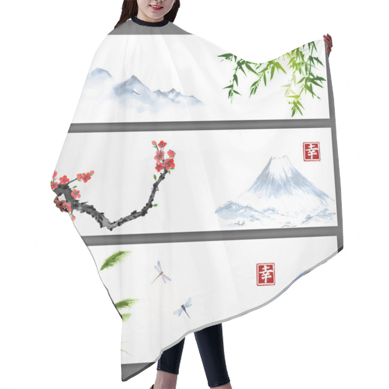 Personality  Banners In Traditional Japanese Ink Painting  Hair Cutting Cape