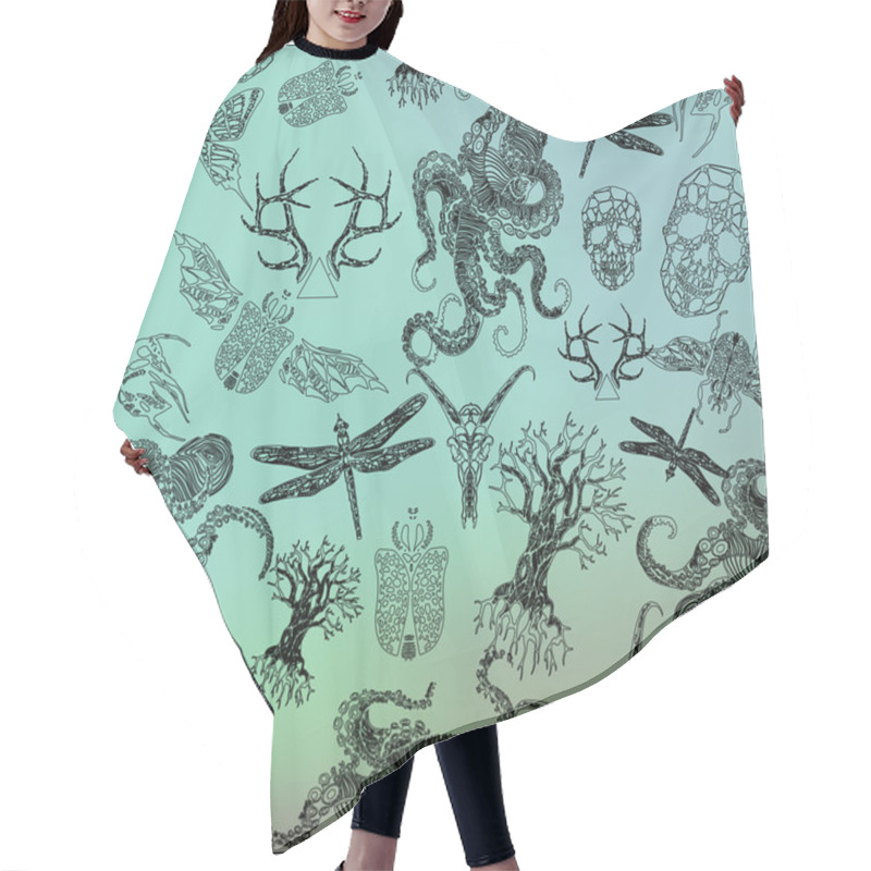 Personality  Abstract  Gothic Thin Line Hair Cutting Cape