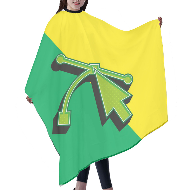 Personality  Arrow Pointing At Connector Lines Green And Yellow Modern 3d Vector Icon Logo Hair Cutting Cape