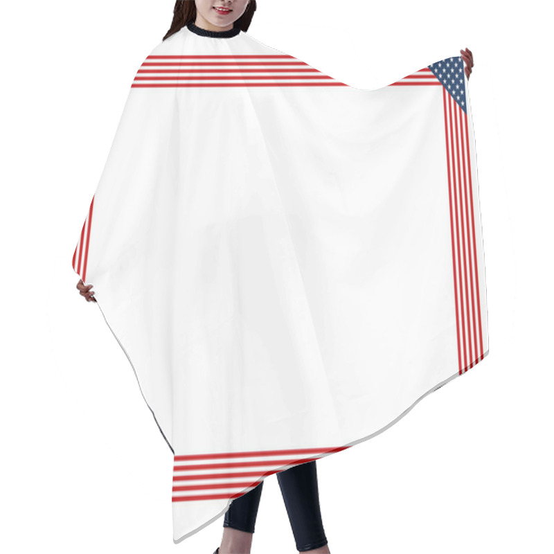 Personality  American Flag Style Rectangular Border With Alternating Red And White Stripes With Blue Star-studded Corners. Blank Central Area, Providing Space For Text Or Other Content. Isolated Illustration. Hair Cutting Cape