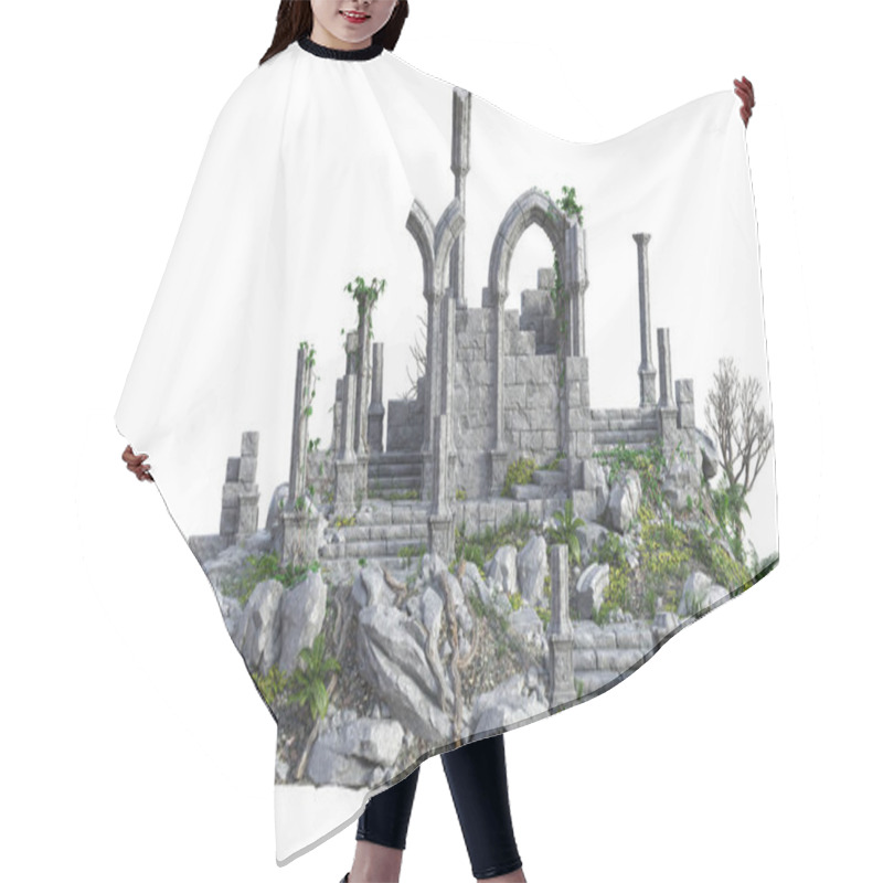 Personality  3D Rendered Ancient Castle Ruins On White Background - 3D Illustration Hair Cutting Cape