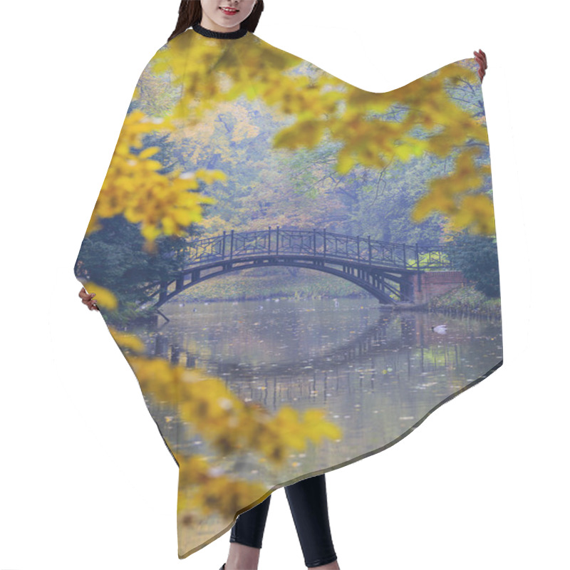 Personality  Autumn - Old Bridge In Autumn Misty Park Hair Cutting Cape