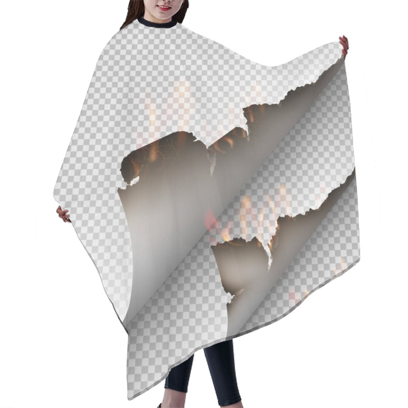 Personality  Transparent Design Burning Templates Torn Paper With Fire Hair Cutting Cape