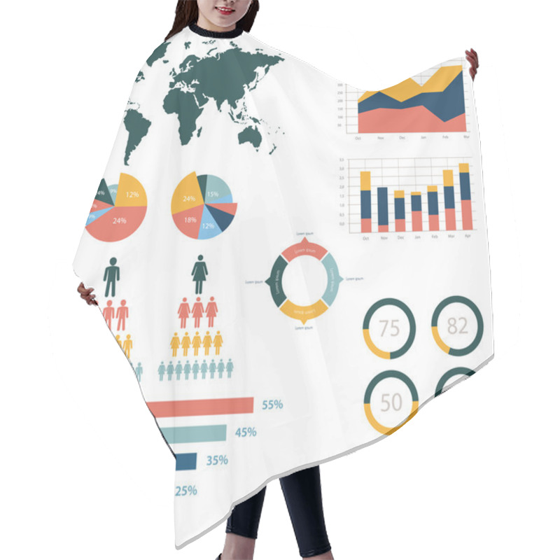 Personality  Retro Infographics Set Hair Cutting Cape