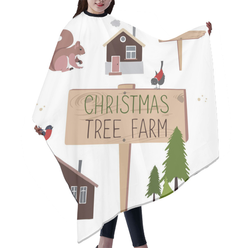 Personality  Card With Christmas Trees Farm Hair Cutting Cape