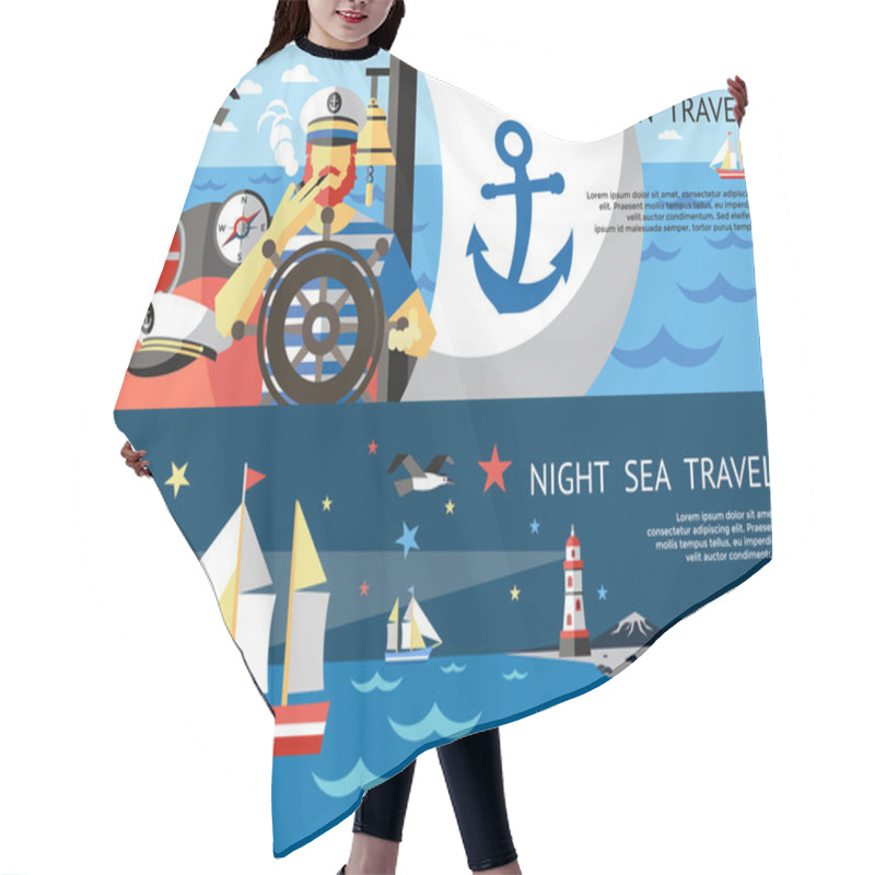 Personality  Nautical Concept Banner Set Hair Cutting Cape