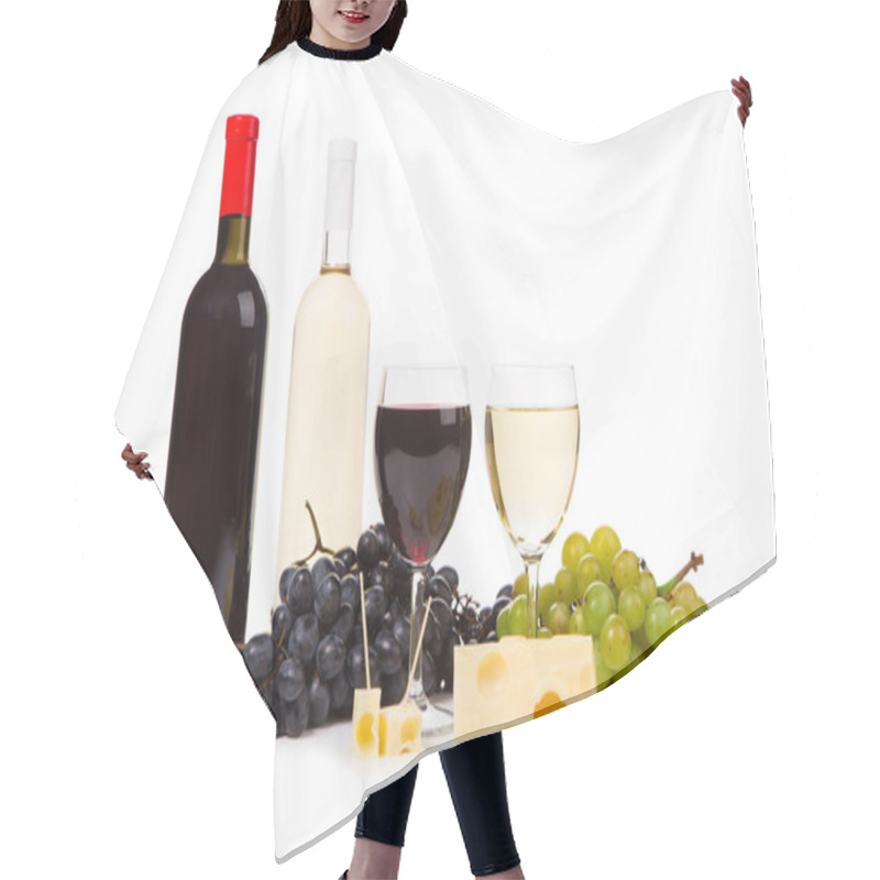 Personality  Two Bottles Of Wine And Grapes Hair Cutting Cape