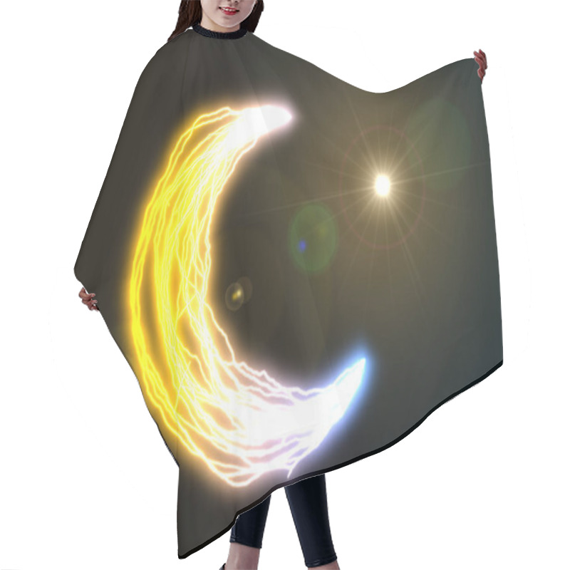 Personality  Yellow Electric Arcs. 3d Illustration Hair Cutting Cape