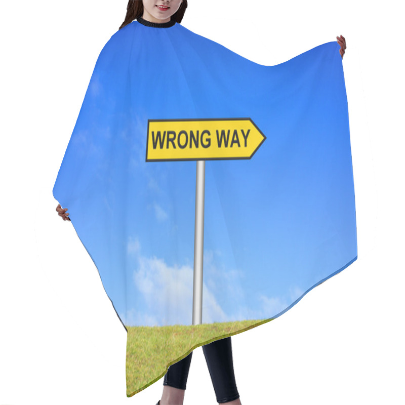 Personality  Signpost Showing Wrong Way Hair Cutting Cape