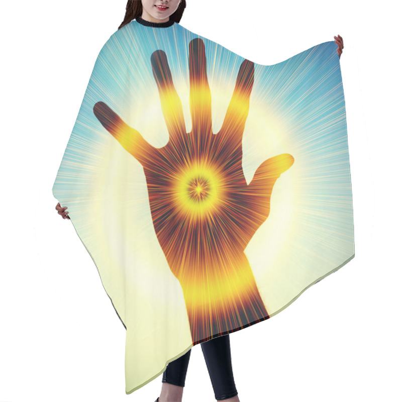 Personality  Concept Of Power In Hand Hair Cutting Cape