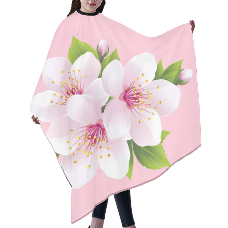 Personality  Branch Of White Blossoming Sakura - Japanese Cherry Tree Hair Cutting Cape