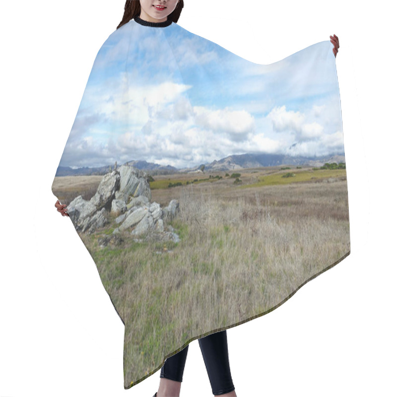 Personality   Calming Scene Of Nature With Wild Grass In The Foreground Leading To A Rock Formation And Hints Of Storm Clouds Approaching From The Back  Hair Cutting Cape