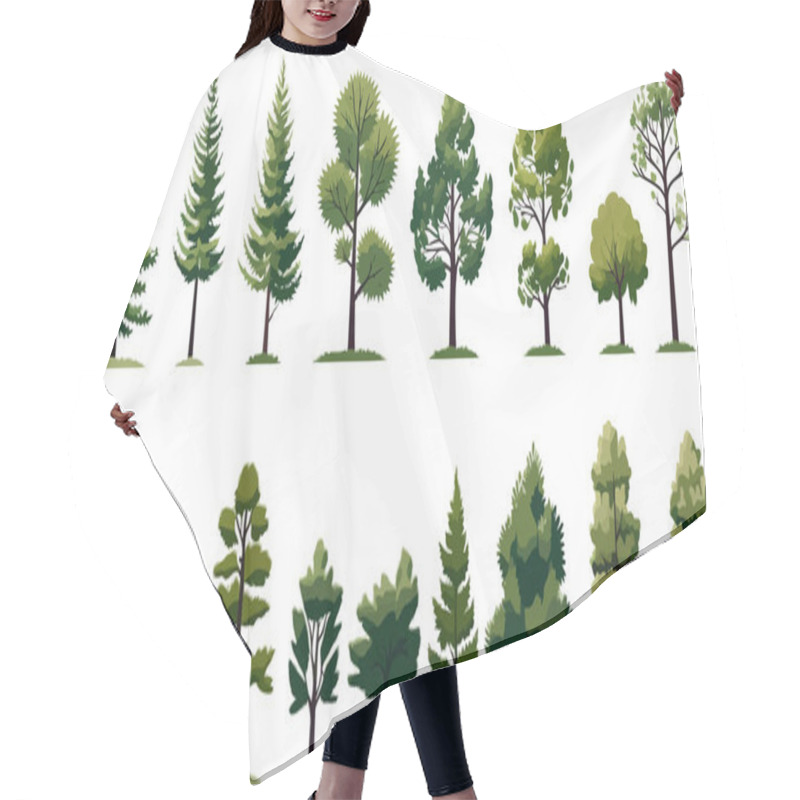 Personality  Forest Vegetation Set Isolated Vector Style Illustration Hair Cutting Cape