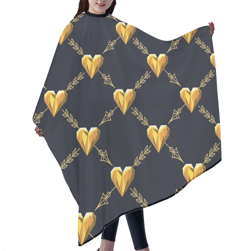 Personality  Seamless Pattern With Golden Hearts And Arrows Hair Cutting Cape